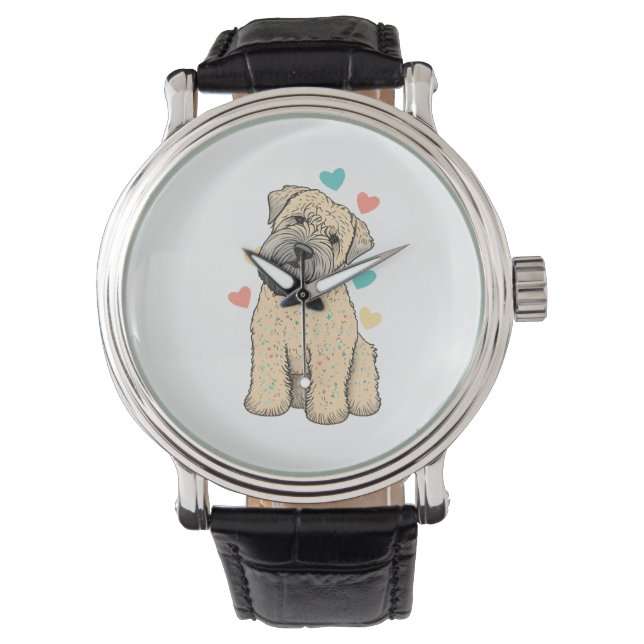 I Love My Soft Coated Wheaten Terrier Dog Heart Watch (Front)