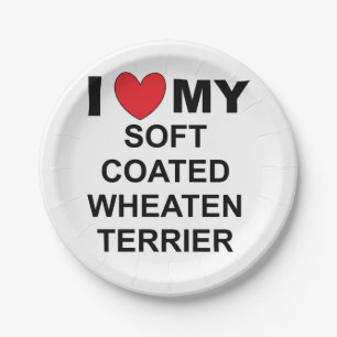 i love my soft coated wheaten terrier paper plate