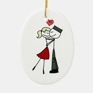 I Love My Soldier (blonde) Ceramic Ornament