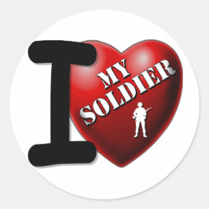I Love My Soldier Classic Round Sticker