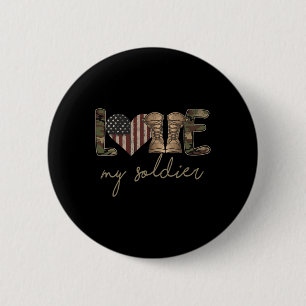 I Love My Soldier Military Army Wife Usa Camour Fl 6 Cm Round Badge