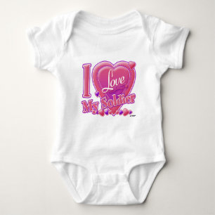 I Love My Soldier pink/purple - heart Baby Bodysuit