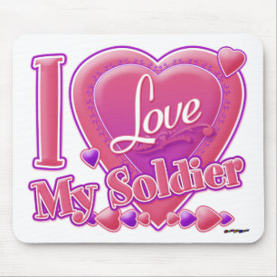 I Love My Soldier pink/purple - heart Mouse Pad