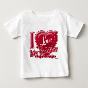 I Love My Soldier red - heart Baby T-Shirt