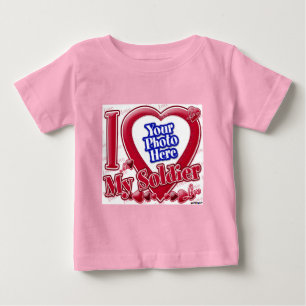 I Love My Soldier red heart - photo Baby T-Shirt