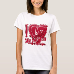 I Love My Soldier red - heart T-Shirt