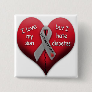 I love my son but I hate diabetes 15 Cm Square Badge