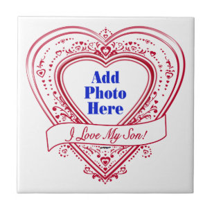I Love My Son! Photo Red Hearts Ceramic Tile