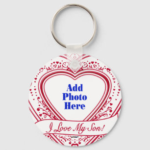 I Love My Son! Photo Red Hearts Key Ring