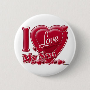 I Love My Son red - heart 6 Cm Round Badge