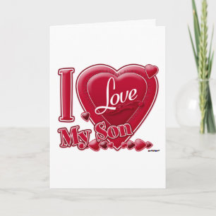 I Love My Son red - heart inside type Holiday Card