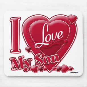 I Love My Son red - heart Mouse Pad