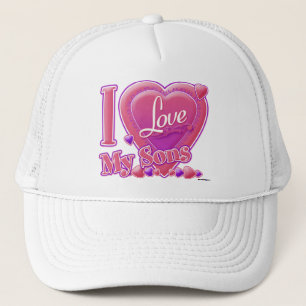 I Love My Sons pink/purple - heart Trucker Hat