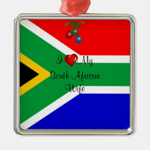 I Love My South African Wife Metal Ornament