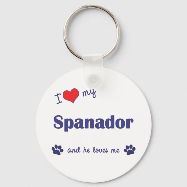 I Love My Spanador (Male Dog) Key Ring (Front)