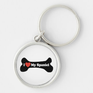 I Love My Spaniel - Dog Bone Key Ring