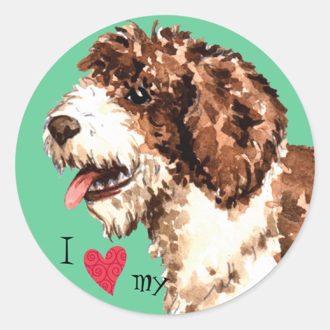 I Love my Spanish Water Dog Classic Round Sticker (Front)