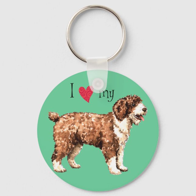 I Love my Spanish Water Dog Key Ring (Front)