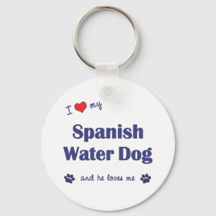 I Love My Spanish Water Dog (Male Dog) Key Ring