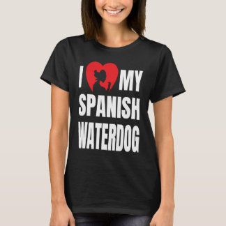 I Love My Spanish Waterdog Dog Silhouette in Heart T-Shirt