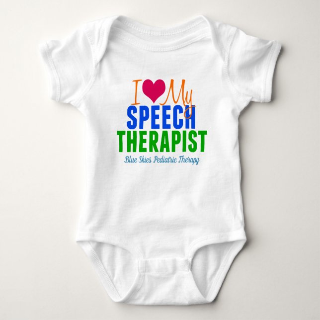 I Love My Speech Therapist Cute Custom SLP Baby Bodysuit (Front)