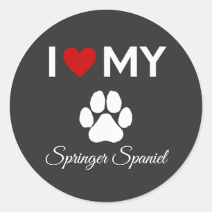 I love my Springer Spaniel dog custom text Classic Round Sticker