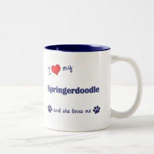 I Love My Springerdoodle (Female Dog) Two-Tone Coffee Mug