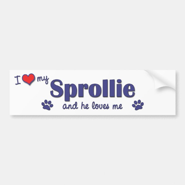 I Love My Sprollie (Male Dog) Bumper Sticker (Front)