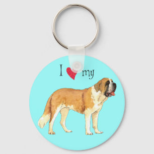 I Love my St. Bernard Key Ring