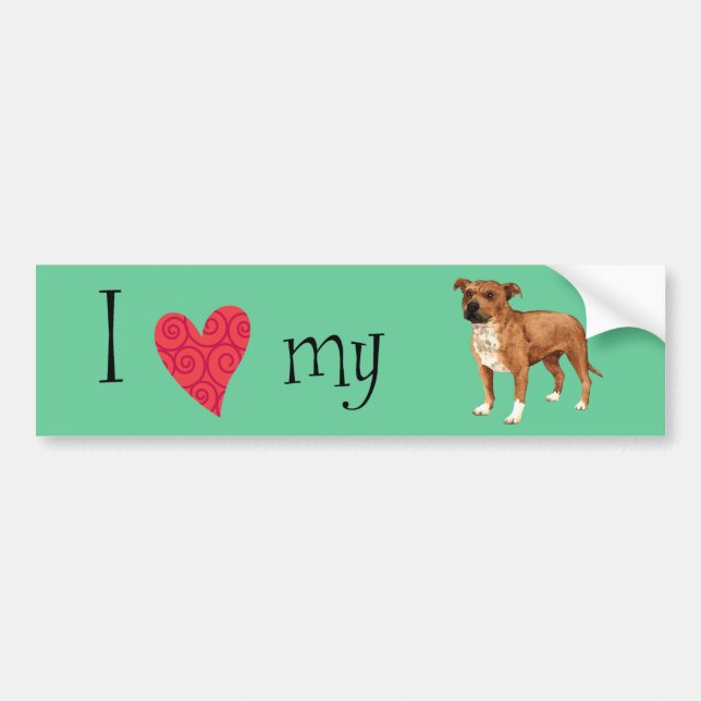 I Love my Staffordshire Bull Terrier Bumper Sticker (Front)