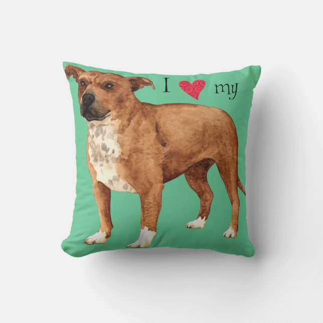 I Love my Staffordshire Bull Terrier Cushion (Front)