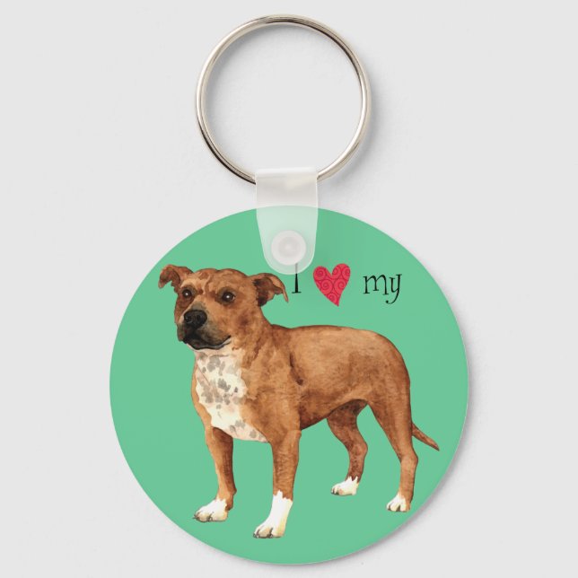 I Love my Staffordshire Bull Terrier Key Ring (Front)