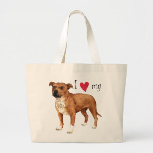 I Love my Staffordshire Bull Terrier Large Tote Bag