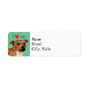 I Love my Staffordshire Bull Terrier Return Address Label