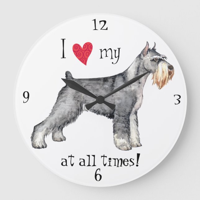 I Love my Standard Schnauzer Large Clock (Front)
