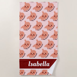 I Love My Stomach – Cute Smiling Stomach Beach Towel