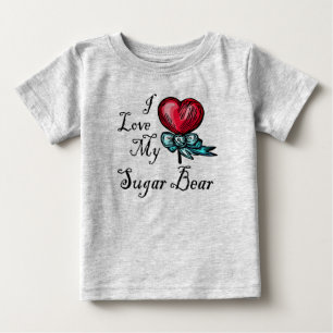 I Love My Sugar Bear Heart Lollipop Baby T-Shirt