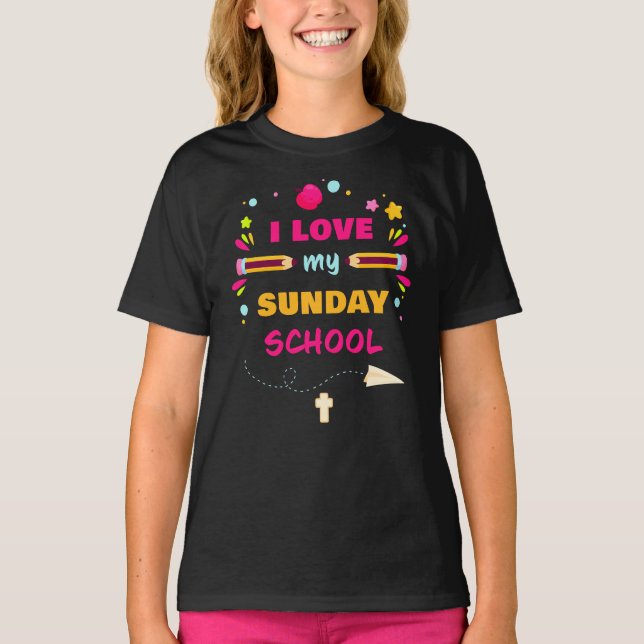 I Love My Sunday School – Christian Church Teacher T-Shirt (Front)