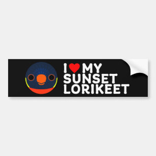 I LOVE MY SUNSET LORIKEET BUMPER STICKER