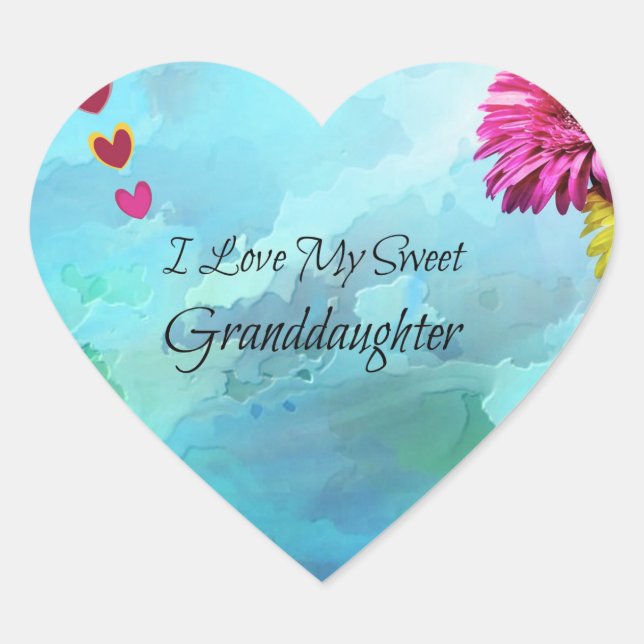 "I Love My Sweet Granddaughter" Heart Sticker (Front)