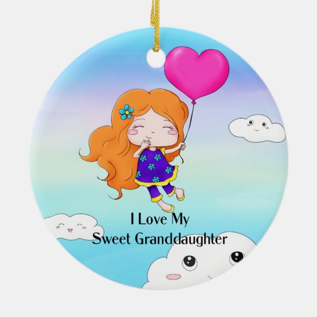 I Love My Sweet Granddaughter...hugs and kisses, Ceramic Ornament (Back)