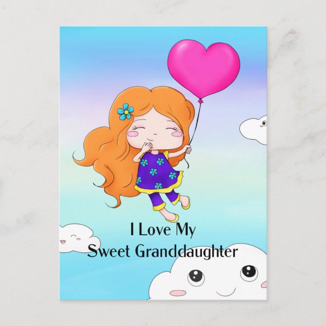 I Love My Sweet Granddaughter...hugs and kisses Ho Holiday Postcard (Front)