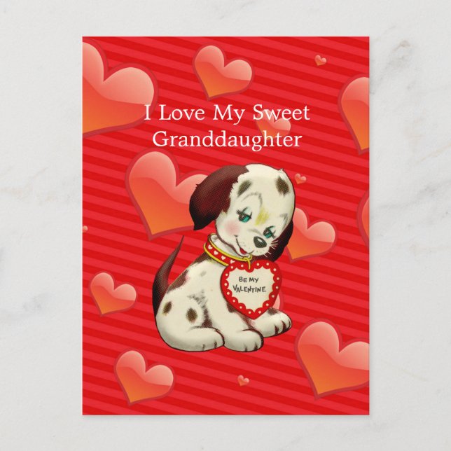 I love my sweet Granddaughter...Valentine wishes Holiday Postcard (Front)