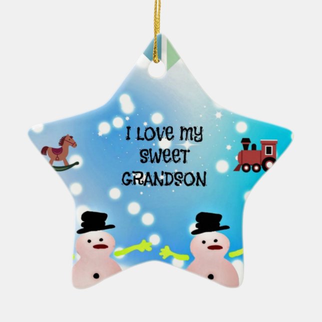 I Love My Sweet Grandson Ceramic Tree Decoration (Front)
