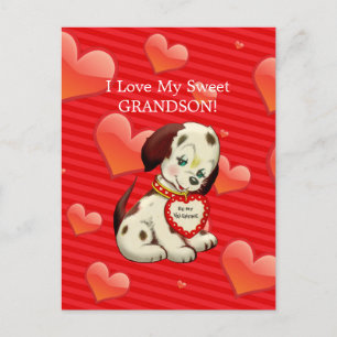 I love my sweet Grandson...Valentine wishes Holiday Postcard