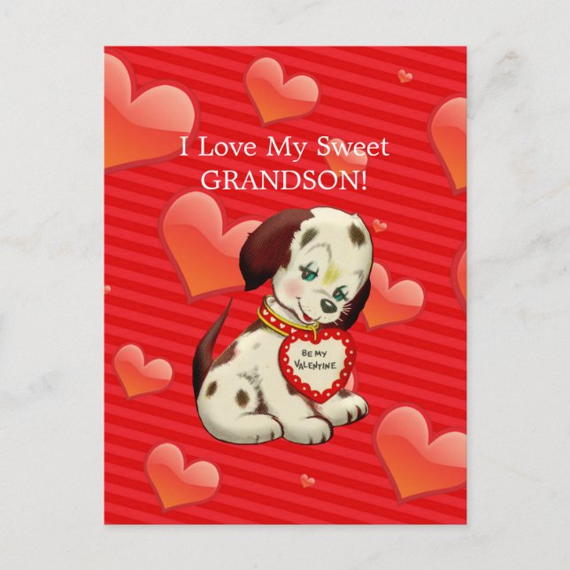 I love my sweet Grandson...Valentine wishes Holiday Postcard (Front)