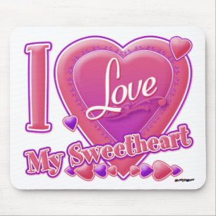 I Love My Sweetheart pink/purple - heart Mouse Pad