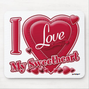 I Love My Sweetheart red - heart Mouse Pad
