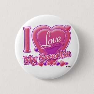 I Love My Sweetie pink/purple - heart 6 Cm Round Badge