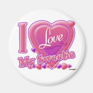 I Love My Sweetie pink/purple - heart Magnet